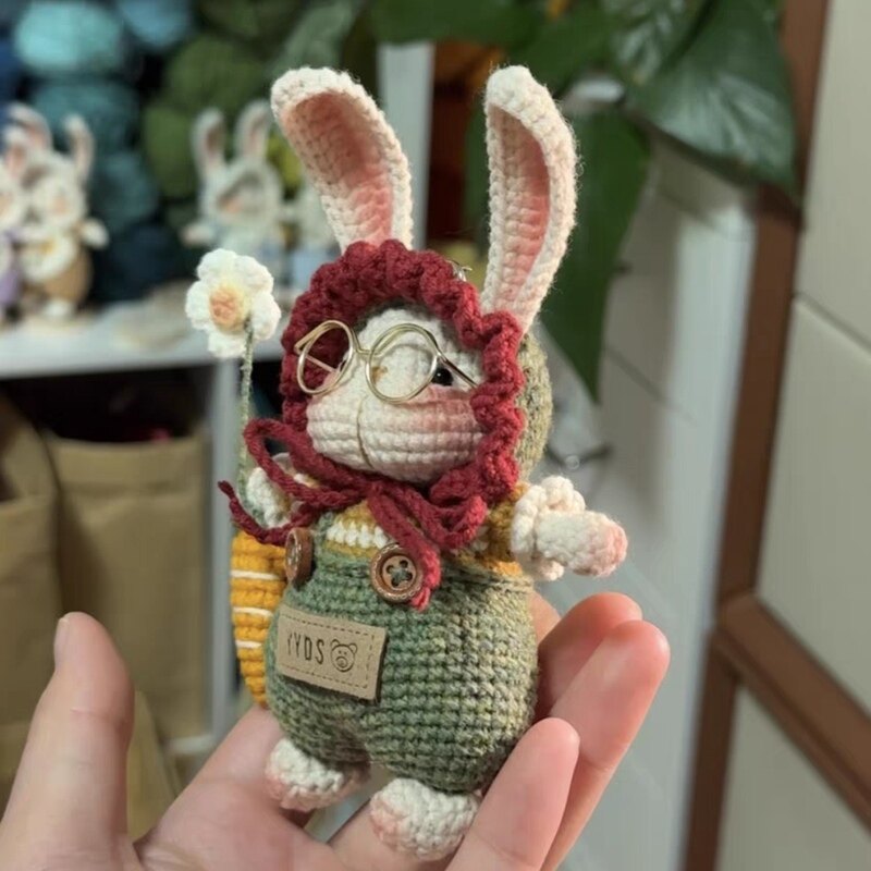 新款糖糖兔手工毛线钩织玩偶diy材料包编织兔子钥匙扣摆件车挂件,淘宝优惠券,粉丝福利购,淘宝优惠卷