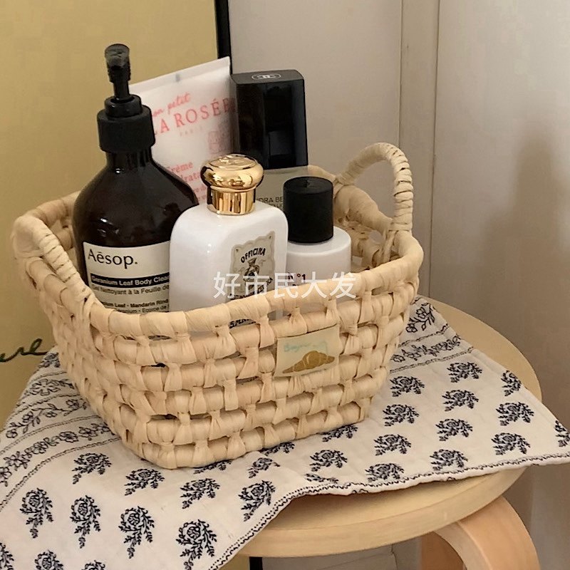 好市民大发 自制复古田园风玉米皮编织居家杂物零食收纳筐整理筐,淘宝优惠券,粉丝福利购,淘宝优惠卷