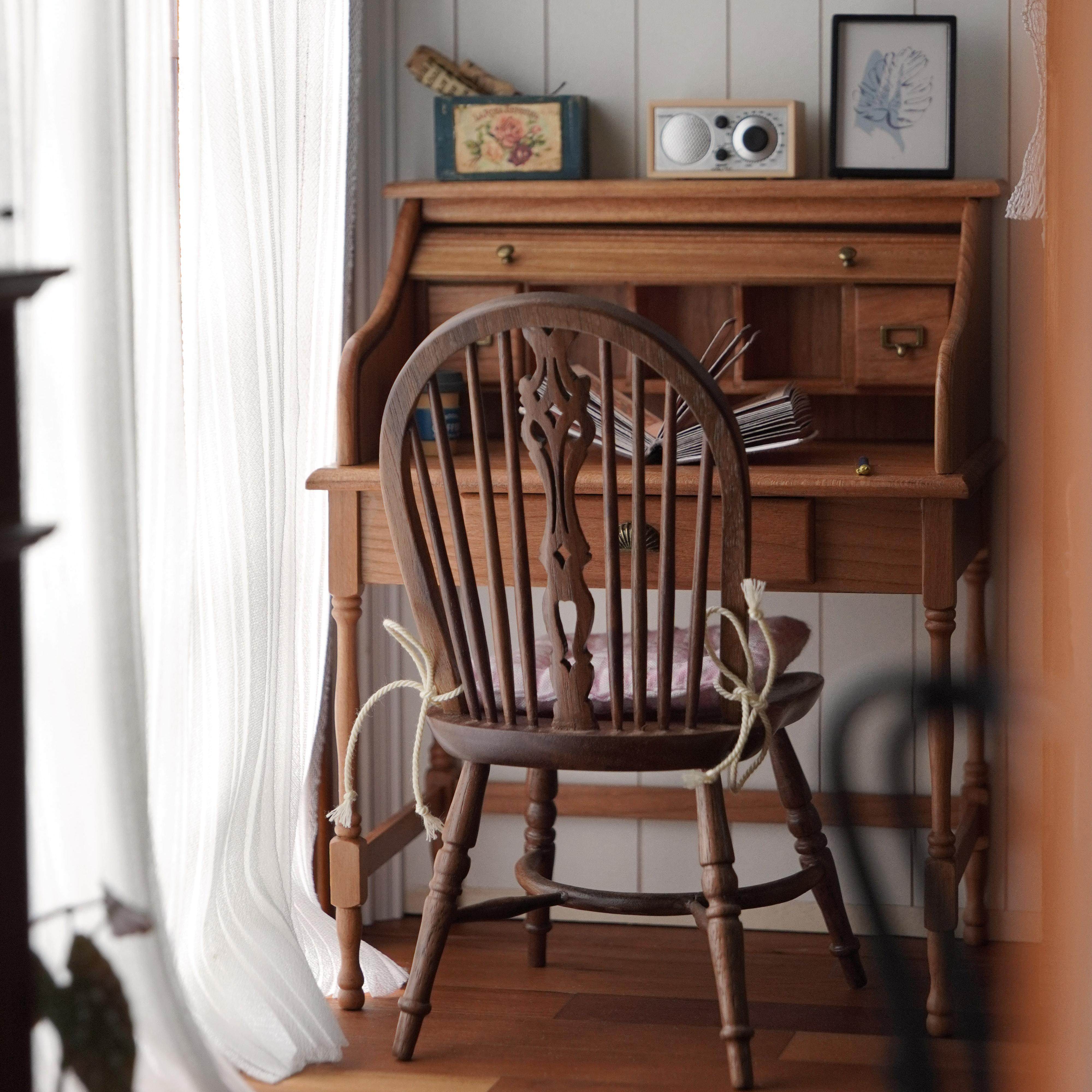 玩具】复古卷帘书桌 6分娃屋迷你微缩家具书房模型摆件,淘宝优惠券,粉丝福利购,淘宝优惠卷