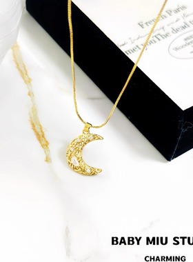 月亮项链女轻奢小众设计感锁骨链