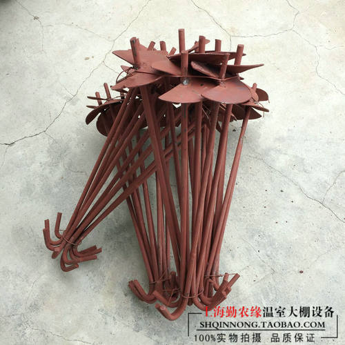 蔬菜养殖温室大棚配件地锚钉螺旋地桩压膜线防风加粗钢筋地钩地钉 - 图1