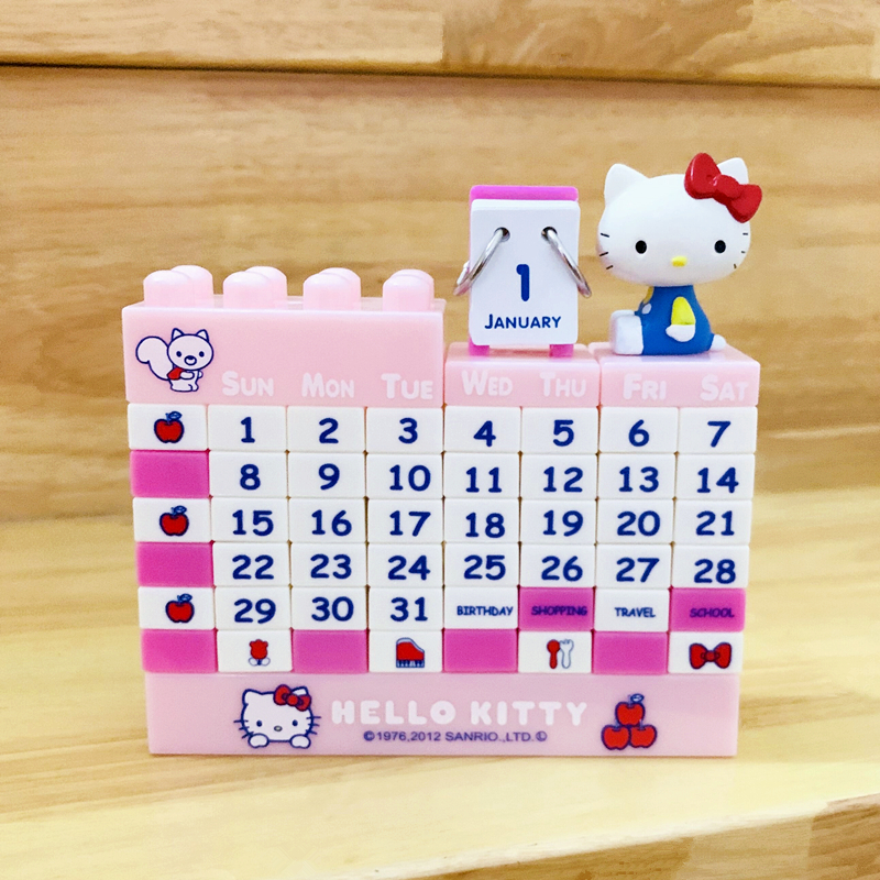 现货hellokitty日本制造凯蒂KT猫台历日历积木公仔万年历桌面摆件 - 图0