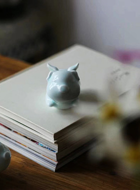 可爱风陶瓷生肖摆件创意新年礼物