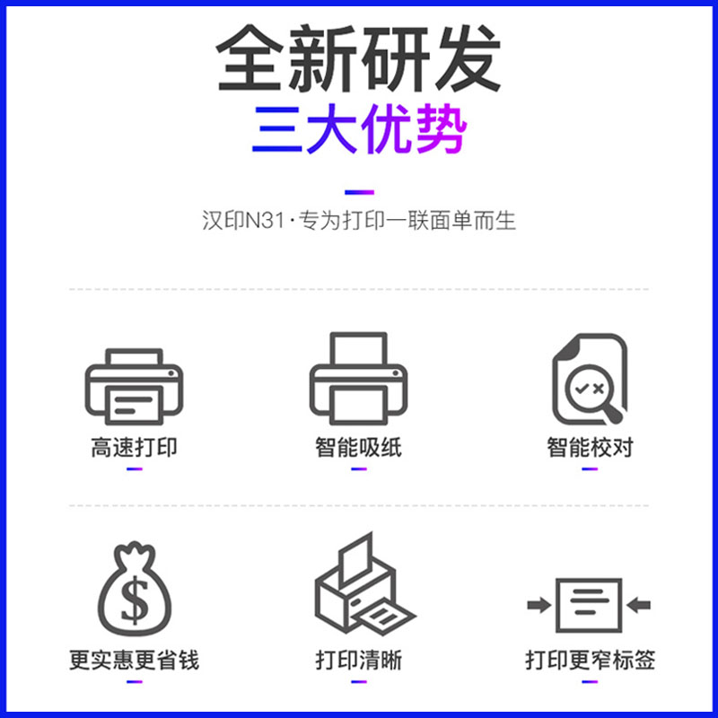 汉印N31一联/二联单快递打印机电脑蓝牙通用小型条码标签打印机 - 图2