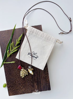 红色爱心金葡萄吊坠长款抽拉项链