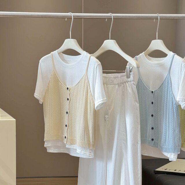 ຊຸດເສື້ອທີເຊີດ camisole ອອກແບບໃໝ່ລະດູຮ້ອນ
