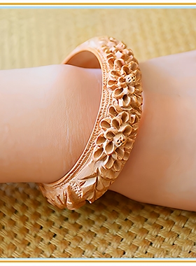 纯桃木手镯子女原木色向日葵手环