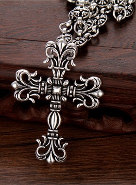 克罗合金圆珠男女十字架项链镂空