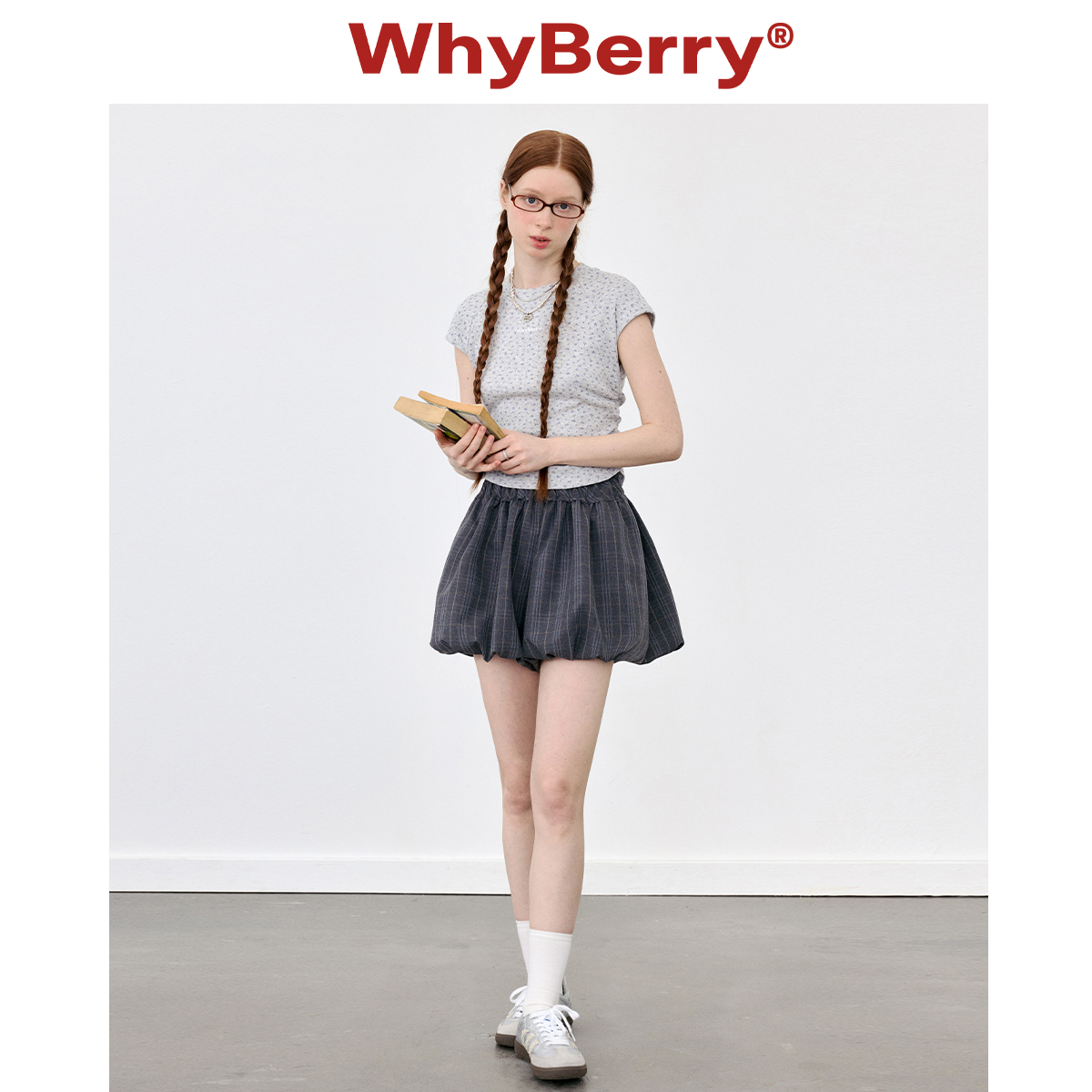 WhyBerry 24SS“风铃恋歌”蝴蝶结绣花T恤显瘦收腰短袖碎花短上衣-图2