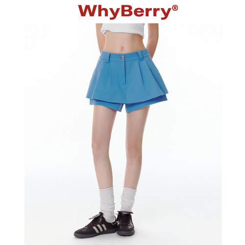 WhyBerry 25SS“夏的际遇”短款A字裙裤复古小个子短裤夏季2026新 - 图0