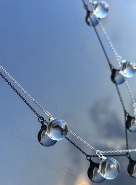 净体白水晶泡泡吊坠项链女生单珠挂件招财转运白水晶球