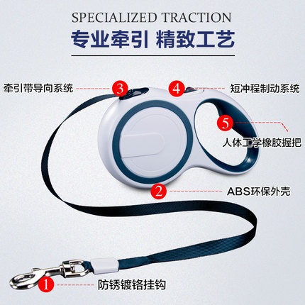 小狗狗牵引绳自动伸缩狗链子遛狗绳中大型犬金毛泰迪宠物用品项圈 - 图0