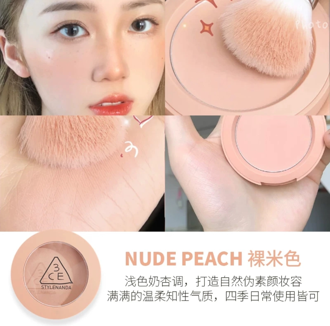 韩国3CE单色腮红哑光日系裸妆自然修容腮紫腮蓝膨胀色ROSE BEIGE