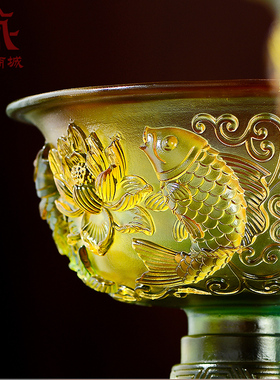 琉璃莲花酥油灯灯座摆件