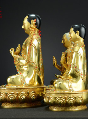 全鎏金宗喀巴大师三师徒