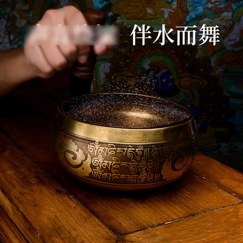 藏村 颂钵静心钵尼泊尔手工铜瑜伽冥想梵音钵铜磬铜钵盂佛音碗 - 图1