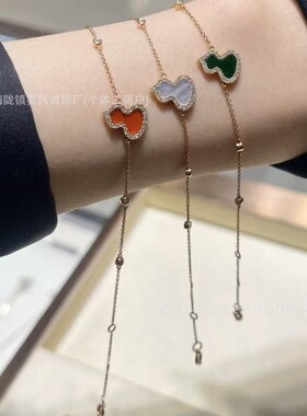 晓月阁精品新款迷你葫芦手链女红玛瑙白贝母孔雀绿精致质感v金