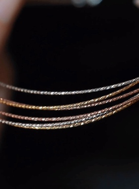 意大利工艺细沙波光粼粼S925银三色三层项链女