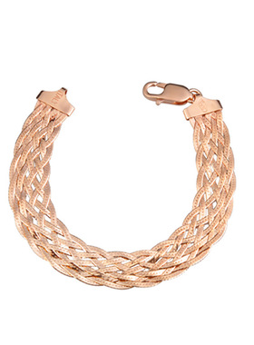 炫彩意大利s925银镀三色金八线编织手链女闪亮新品宽边手镯