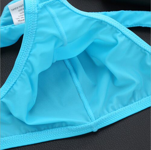 男运动内裤男士冰丝透明性感丁字裤U凸低腰青年男窄边T裤衩短裤头 - 图0
