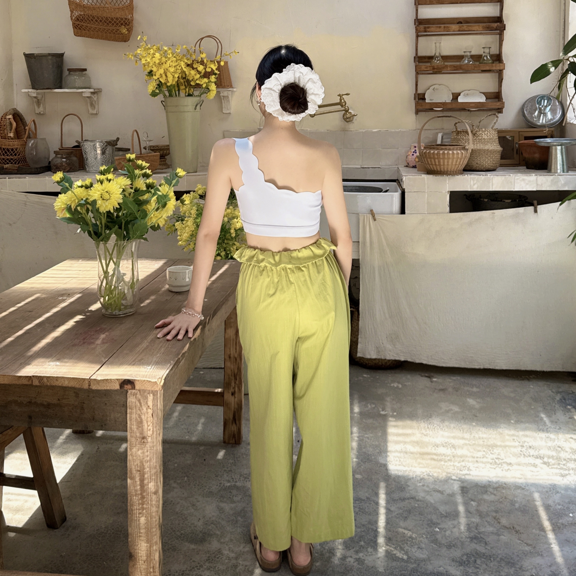 YSH/花苞裤 内观流禅意瑜伽阔腿裤纯棉休闲宽松外穿直筒运动裤女 - 图2