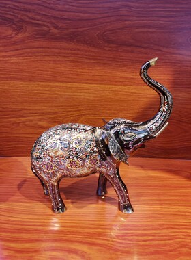 巴基斯坦手工艺品铜制品雕凤尾花招财吸财情侣象玄关摆件婚礼礼品