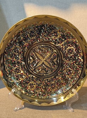 巴基斯坦铜雕花瓶摆盘格调工艺品摆件客厅展示柜电视柜玄关装饰品