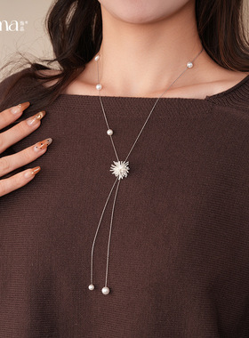 2025冬当季新款 衣佳人折扣 烟花流苏珍珠项链配饰女时尚毛衣链