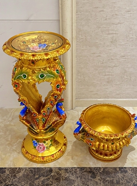 孔雀落地花瓶摆件大婚庆结婚礼品