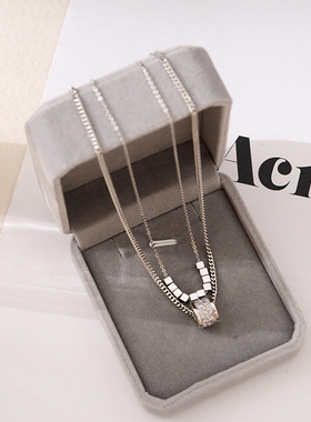 防过敏不掉色 高级感双层经典小蛮腰满钻布灵布灵短款项链 卫衣链