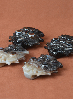 阜新天然缠丝玛瑙手工雕刻鬼面兽面藏饰图腾皮带腰饰