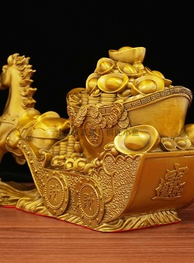 纯铜马拉元宝车马到成功开业礼物