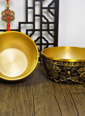 21cm特大号全铜实心双龙聚宝盆