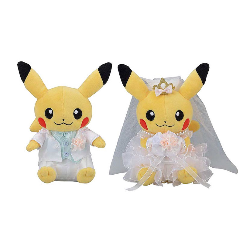 日本pokemon正版宠物小精灵结婚皮卡丘情侣毛绒公仔一对玩偶娃娃 - 图2