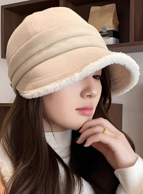 秋冬渔夫帽女大头围显脸小鸭舌帽