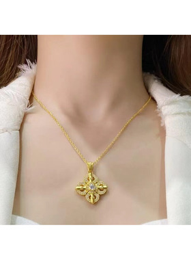 金鑫缘金包银金刚杵镶砖项链