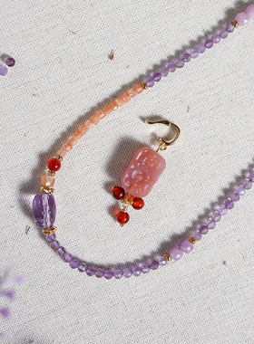 珞有时「紫气东来」长款中式项链女小众复古国风串珠毛衣链