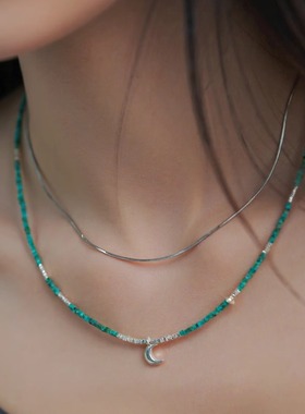 珞有时天然绿松石项链小众高级感