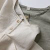 Breathable cotton linen ~ Children's ramie round neck open chest shirt for men and women loose short-sleeved T-shirt summer thin top
