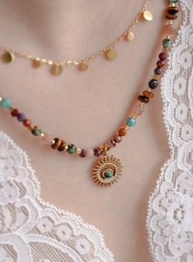 轻奢款法式天然虎眼石图画石粉澳