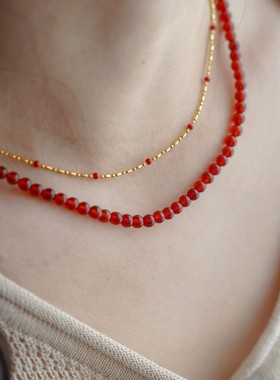 轻奢款设计师款本命年玛瑙串珠叠