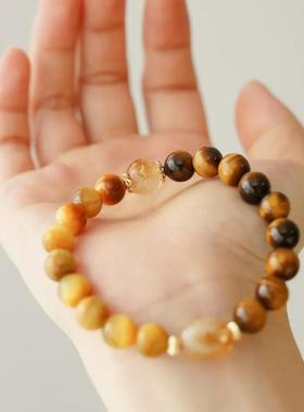 手串金虎眼石手串天然石撞色美拉德手链合集多巴胺手链小众复古