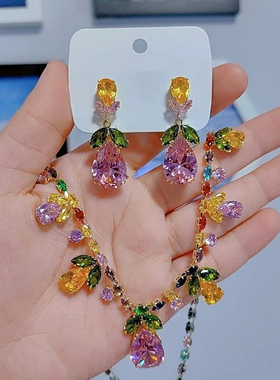 麦芭贝尔人造水晶女项链套装
