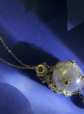 网兜大珍珠吊坠项链个性