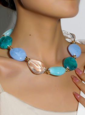 多巴胺水晶串珠装饰项链锁骨链