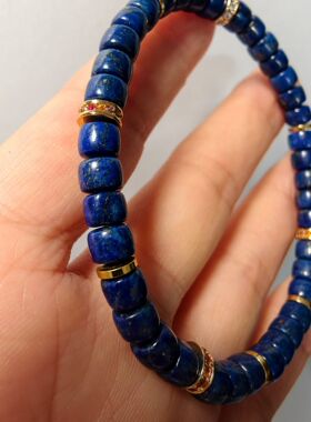 高性价比天然原矿阿富汗青金石单圈老型手串天然矿纹无染色无优化