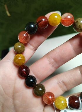 一图一物10+mm天然原矿顶货满发多彩发晶手串满发丝密布发满晶透