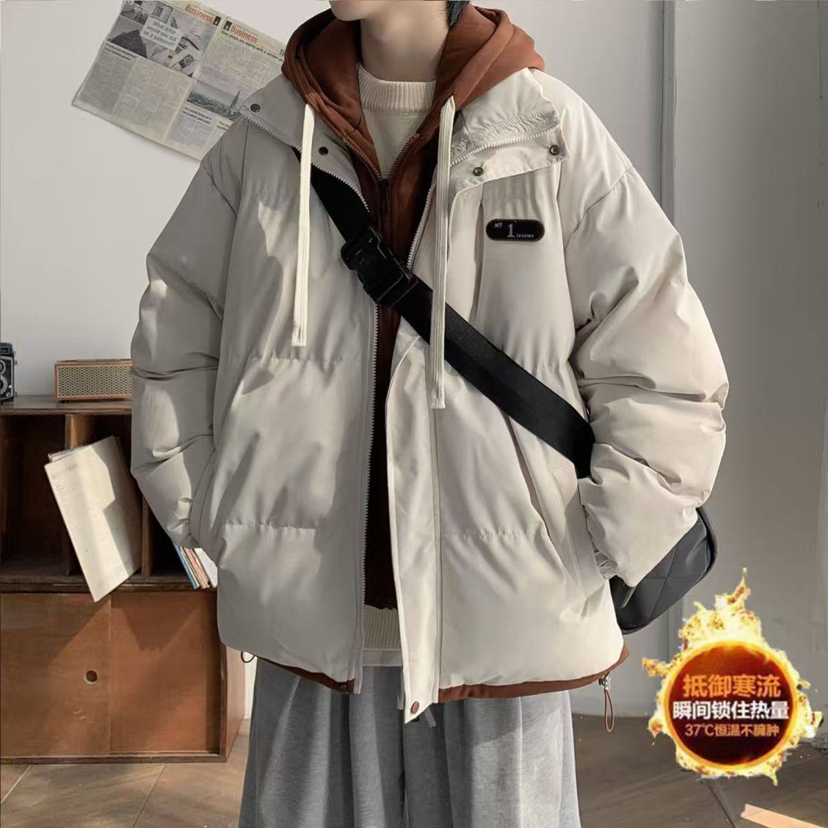 羽绒棉服学生冬季保暖加厚2025假两件面包新款宽松棉衣外套棉袄