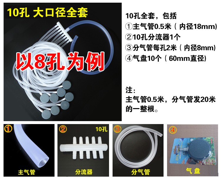 增氧泵配件 增氧机分流器沙头气石软管成套 大口径养鱼氧管气泡石 - 图0