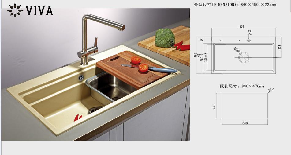 石英石水槽西厨大单槽加厚洗碗盆洗菜池手工槽 两个台阶 - 图2